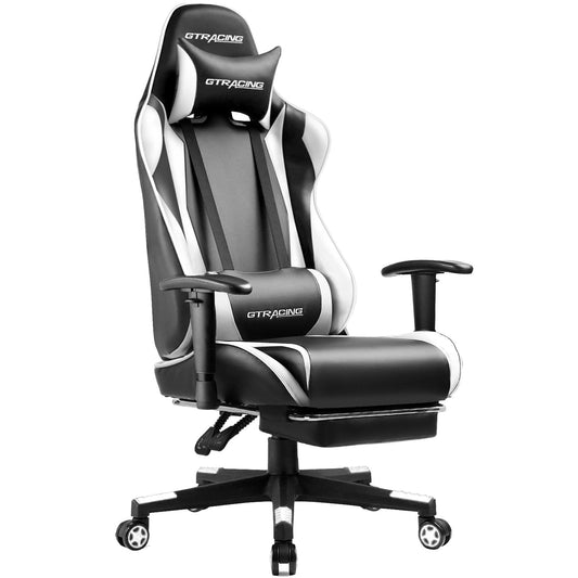 Gtracing Gaming Chair With Footrest, Ergonomic Computer Game Desk Chair, Reclining Gamer Chair Seat Height Adjustment, Swivel Ro