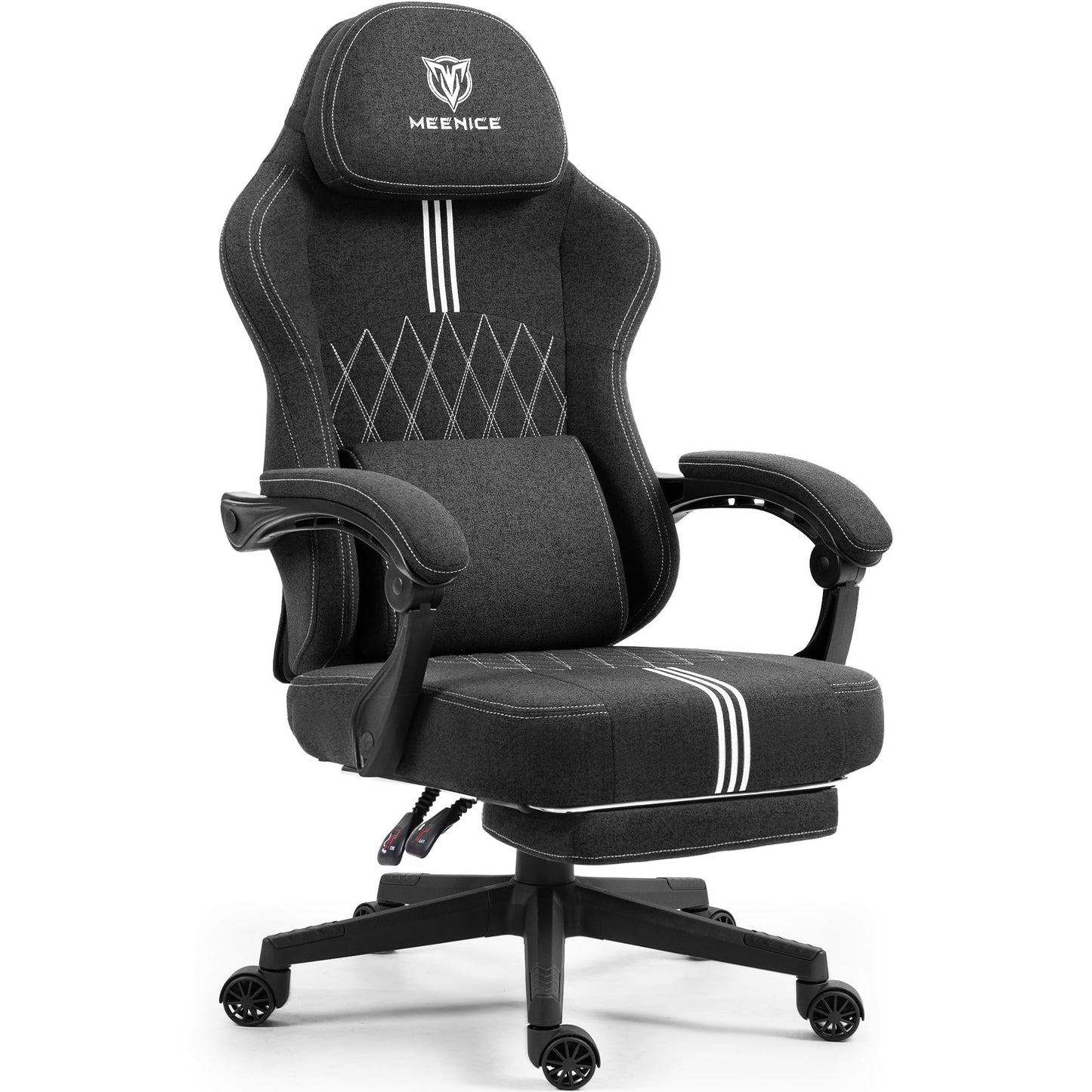 Gaming Chair With Footrest And Pocket Spring Cushion,Big And Tall Fabric Game Chair With Cooling Gel And Massage Lumbar,Adjustab